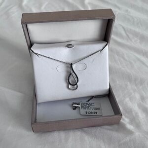 Sterling Silver Fine Necklace Blue Diamond Accent Pendant D/44